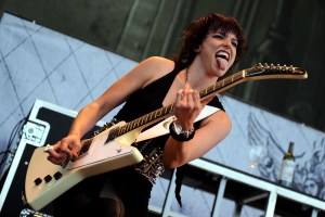 WHEATLAND, CA - SEPTEMBER 22: Elizabeth Lzzy Hale of Halestorm performs at of the "Rockstar Energy Uproar Festival" at the Sleep Train Amphitheatre on September 22, 2010 in Wheatland, California. (Photo by Tim Mosenfelder/Getty Images)